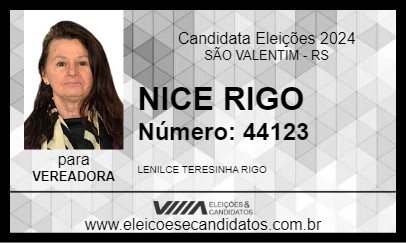 Candidato NICE RIGO 2024 - SÃO VALENTIM - Eleições