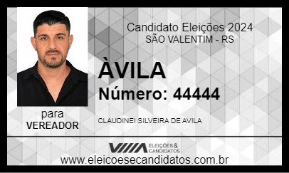 Candidato ÀVILA 2024 - SÃO VALENTIM - Eleições