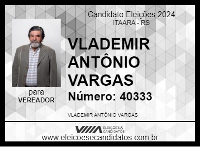 Candidato VLADEMIR ANTÔNIO VARGAS 2024 - ITAARA - Eleições