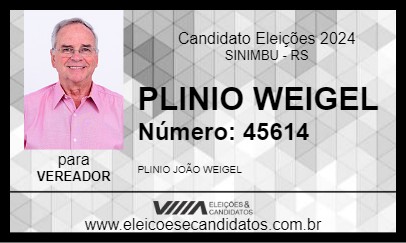 Candidato PLINIO WEIGEL 2024 - SINIMBU - Eleições