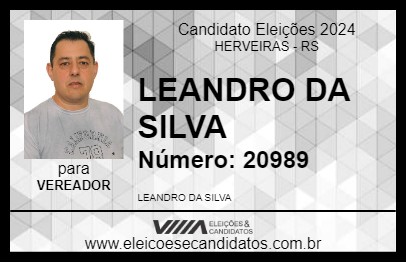 Candidato LEANDRO DA SILVA  2024 - HERVEIRAS - Eleições