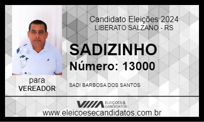 Candidato SADIZINHO 2024 - LIBERATO SALZANO - Eleições