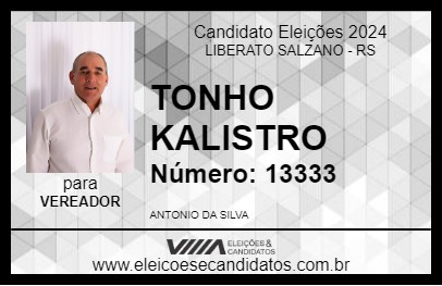 Candidato TONHO KALISTRO 2024 - LIBERATO SALZANO - Eleições