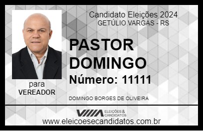 Candidato PASTOR DOMINGO 2024 - GETÚLIO VARGAS - Eleições