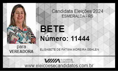 Candidato BETE 2024 - ESMERALDA - Eleições