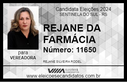 Candidato REJANE DA FARMÁCIA 2024 - SENTINELA DO SUL - Eleições