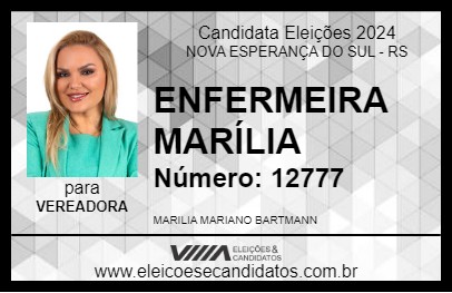 Candidato ENFERMEIRA MARÍLIA 2024 - NOVA ESPERANÇA DO SUL - Eleições