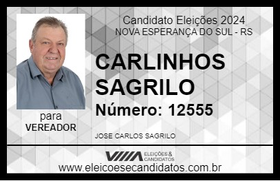 Candidato CARLINHOS SAGRILO 2024 - NOVA ESPERANÇA DO SUL - Eleições