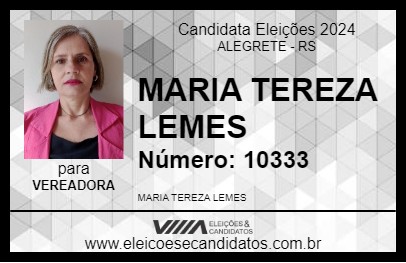 Candidato MARIA TEREZA LEMES 2024 - ALEGRETE - Eleições