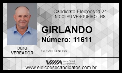 Candidato GIRLANDO 2024 - NICOLAU VERGUEIRO - Eleições