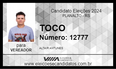 Candidato TOCO 2024 - PLANALTO - Eleições