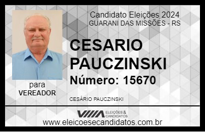 Candidato CESARIO PAUCZINSKI 2024 - GUARANI DAS MISSÕES - Eleições