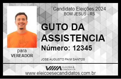 Candidato GUTO DA ASSISTENCIA 2024 - BOM JESUS - Eleições