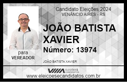 Candidato JOÃO BATISTA XAVIER 2024 - VENÂNCIO AIRES - Eleições