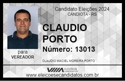 Candidato CLAUDIO PORTO 2024 - CANDIOTA - Eleições