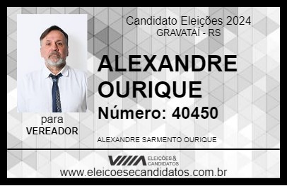 Candidato ALEXANDRE OURIQUE 2024 - GRAVATAÍ - Eleições