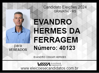 Candidato EVANDRO HERMES DA FERRAGEM 2024 - GRAVATAÍ - Eleições