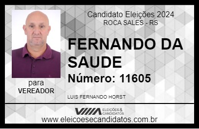 Candidato FERNANDO DA SAUDE 2024 - ROCA SALES - Eleições