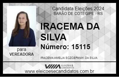 Candidato IRACEMA DA SILVA 2024 - BARÃO DE COTEGIPE - Eleições