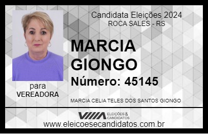 Candidato MARCIA GIONGO 2024 - ROCA SALES - Eleições