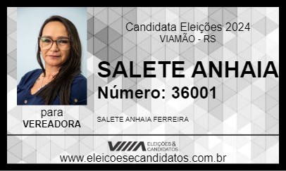 Candidato SALETE ANHAIA 2024 - VIAMÃO - Eleições