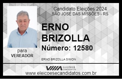 Candidato ERNO BRIZOLLA 2024 - SÃO JOSÉ DAS MISSÕES - Eleições