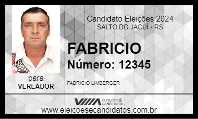 Candidato FABRICIO 2024 - SALTO DO JACUÍ - Eleições