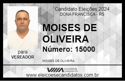 Candidato MOISES DE OLIVEIRA 2024 - DONA FRANCISCA - Eleições