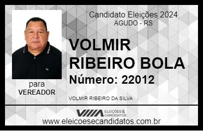 Candidato VOLMIR RIBEIRO  BOLA 2024 - AGUDO - Eleições