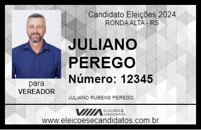 Candidato JULIANO PEREGO 2024 - RONDA ALTA - Eleições