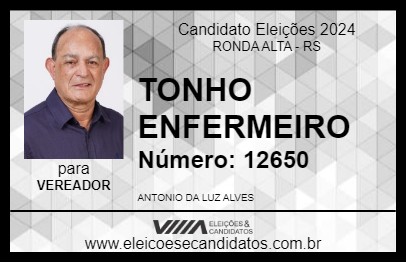 Candidato TONHO ENFERMEIRO 2024 - RONDA ALTA - Eleições