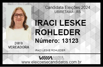 Candidato IRACI LESKE ROHLEDER 2024 - UBIRETAMA - Eleições