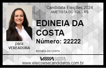 Candidato EDINEIA DA COSTA 2024 - AMETISTA DO SUL - Eleições