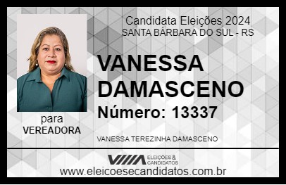 Candidato VANESSA DAMASCENO 2024 - SANTA BÁRBARA DO SUL - Eleições