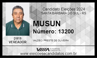 Candidato MUSUN 2024 - SANTA BÁRBARA DO SUL - Eleições