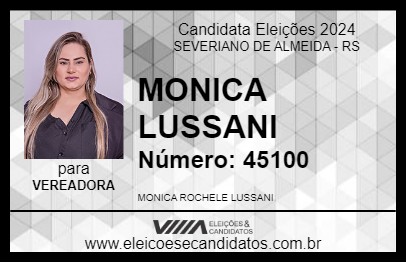 Candidato MONICA LUSSANI 2024 - SEVERIANO DE ALMEIDA - Eleições