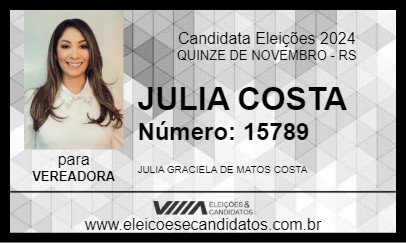 Candidato JULIA COSTA 2024 - QUINZE DE NOVEMBRO - Eleições