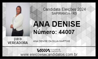 Candidato ANA DENISE 2024 - SAPIRANGA - Eleições