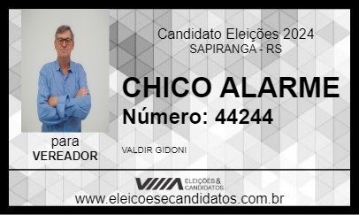 Candidato CHICO ALARME 2024 - SAPIRANGA - Eleições