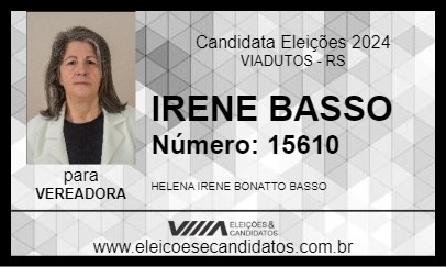 Candidato IRENE BASSO 2024 - VIADUTOS - Eleições