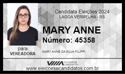 Candidato MARY ANNE 2024 - LAGOA VERMELHA - Eleições