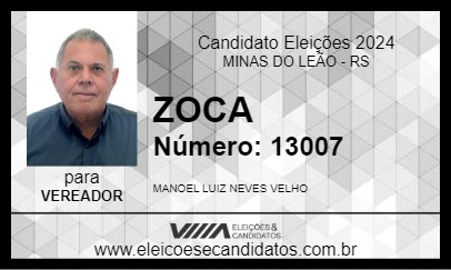 Candidato ZOCA 2024 - MINAS DO LEÃO - Eleições