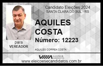 Candidato AQUILES COSTA 2024 - SANTA CLARA DO SUL - Eleições