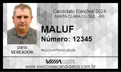 Candidato MALUF 2024 - SANTA CLARA DO SUL - Eleições