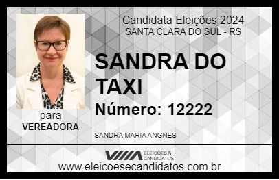 Candidato SANDRA DO TAXI 2024 - SANTA CLARA DO SUL - Eleições