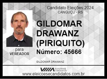 Candidato GILDOMAR DRAWANZ (PIRIQUITO) 2024 - CANGUÇU - Eleições