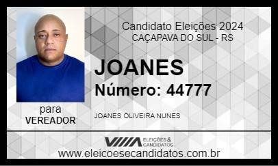 Candidato JOANES 2024 - CAÇAPAVA DO SUL - Eleições