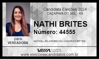 Candidato NATHI BRITES 2024 - CAÇAPAVA DO SUL - Eleições