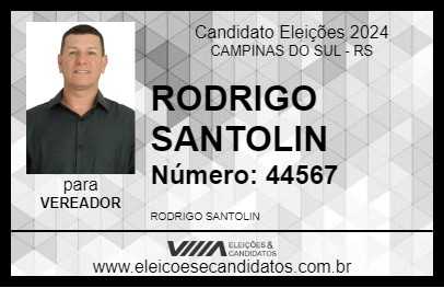 Candidato RODRIGO SANTOLIN 2024 - CAMPINAS DO SUL - Eleições