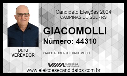 Candidato GIACOMOLLI 2024 - CAMPINAS DO SUL - Eleições